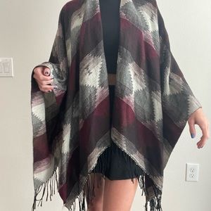 BURGUNDY CARDIGAN COVERUP WITH TASSELS